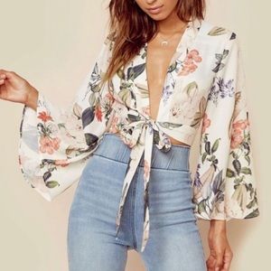 Show me your Mumu floral tie shirt